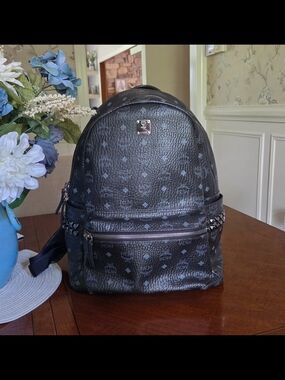 MCM Black Designer-Style Leather Backpack EUC